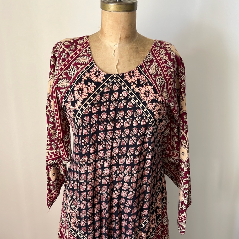 Vintage 1970’s India Cotton Gauze Blockprint Dress - image 5